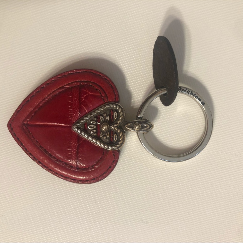 Brighton leather red heart key chain key ring pull